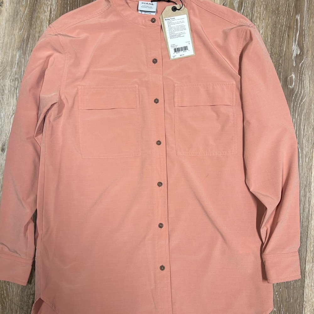 PRANA Women's Railay Tunic Top S Cloud Blush Long Sleeve Button Up UPF 50+ NWT